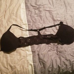 Black lace racer back bra